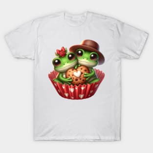 Valentine Frog Couple In A Cupcake T-Shirt